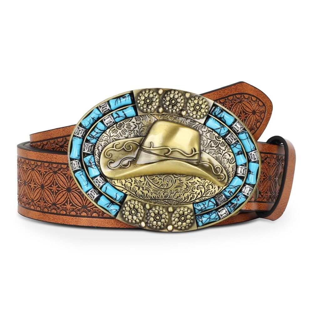 8366 Western Cowboy Cowgirl Belt Country For Men Women, Leather Bull
